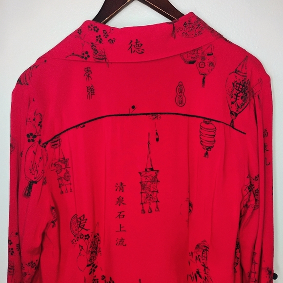 Soft Surroundings Wrap Top Womens Large Red Asian Oriental Pagoda Japanese - Picture 6 of 16